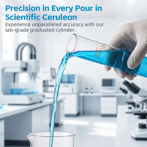 Baluue 100ml Graduated Cylinder, Borosilicate Glass Lab Beaker with Stable Base & Pour Spout for Accurate Hydrometer Readings, Chemistry & Kitchen Liquid Measure in Kuwait