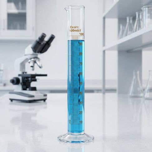 Baluue 100ml Graduated Cylinder, Borosilicate Glass Lab Beaker with Stable Base & Pour Spout for Accurate Hydrometer Readings, Chemistry & Kitchen Liquid Measure in Kuwait