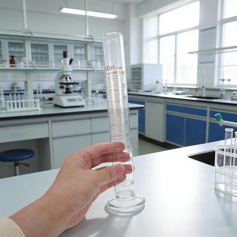 Baluue 100ml Graduated Cylinder, Borosilicate Glass Lab Beaker with Stable Base & Pour Spout for Accurate Hydrometer Readings, Chemistry & Kitchen Liquid Measure in Kuwait