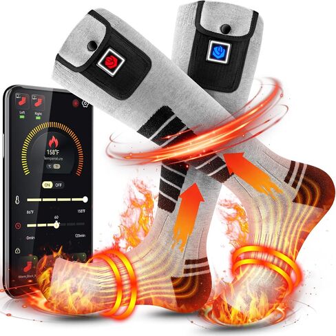 Heated Socks for Men Women 3000mAh Battery Rechargeable Washable with APP Control in Kuwait