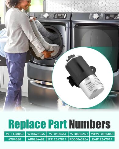 مكثف غسالة W11158830 W10625045 45μF مناسب لـ Whirlpool/Amana/Maytag/Roper/Crosley/Inglis/Admiral استبدال W10390451 W10866249 WPW10625045 4784586 AP6284482 PS12347814 EAP12347814 in Kuwait