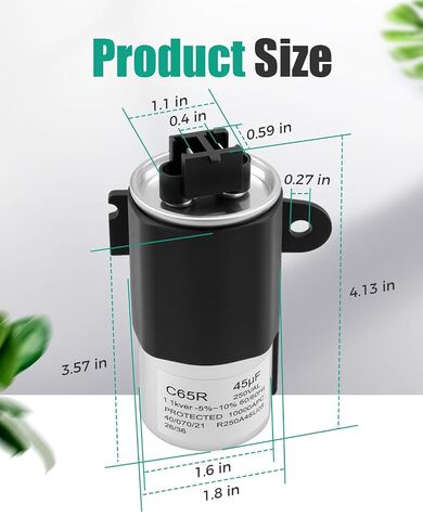 مكثف غسالة W11158830 W10625045 45μF مناسب لـ Whirlpool/Amana/Maytag/Roper/Crosley/Inglis/Admiral استبدال W10390451 W10866249 WPW10625045 4784586 AP6284482 PS12347814 EAP12347814 in Kuwait