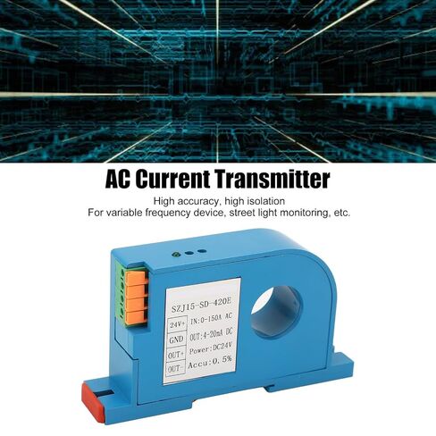 Zunate AC Current Transmitter 0-150A Input, 4-20mA DC Output, 0.5% Precision Machined, 24V Power Supply, PLC Control Sensor Transducer in Kuwait