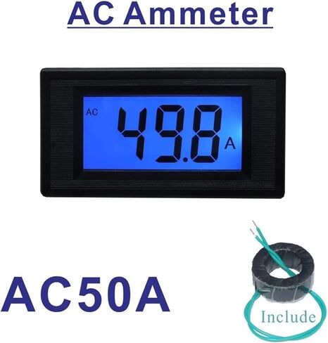 AC LCD مقياس التيار الرقمي مقياس الأمبير AC 50A مقياس التيار المتردد لوحة الأمبير تشمل مستشعر تيار المحول 50A CT (الطاقة DC أو AC 8-12V) in Kuwait