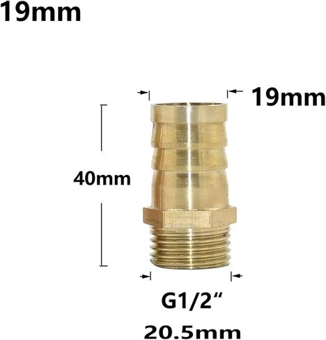 1pcs Brass 1/2 3/4" Male Thread To 14/16/19/25mm Hose Connector Copper Coupler Water Oil and Air Pipe Fitting(C) in Kuwait