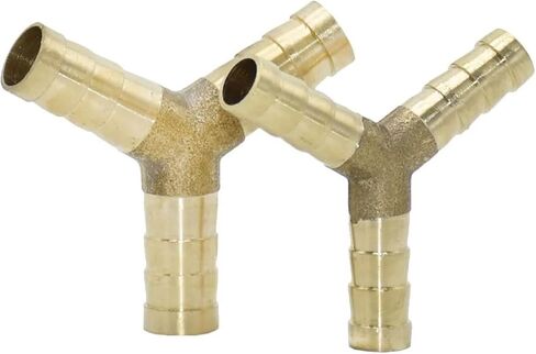 5pcs Y-Shape Brass Hose Fitting Tee 8mm 10mm 3 Way Hose Tube Copper Barbed Coupling Connector (8mm tee) in Kuwait