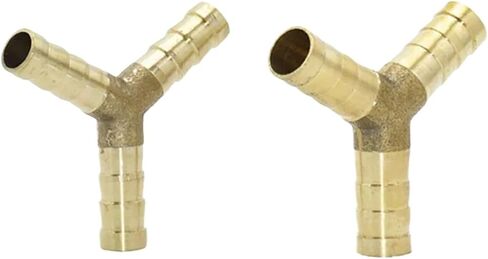 5pcs Y-Shape Brass Hose Fitting Tee 8mm 10mm 3 Way Hose Tube Copper Barbed Coupling Connector (8mm tee) in Kuwait