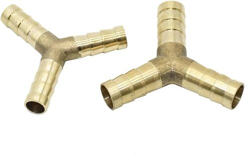 5pcs Y-Shape Brass Hose Fitting Tee 8mm 10mm 3 Way Hose Tube Copper Barbed Coupling Connector (8mm tee) in Kuwait