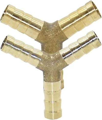 5pcs Y-Shape Brass Hose Fitting Tee 8mm 10mm 3 Way Hose Tube Copper Barbed Coupling Connector (8mm tee) in Kuwait