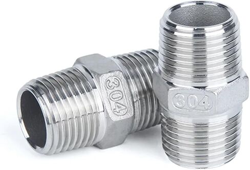 1/8" 1/4" 3/8" 1/2" 3/4" 1" 1.5" 2" 3" 4" Male Hex Nipple 304 Stainless Steel Pipe Fitting Coupler Connector Water(3/8") in Kuwait