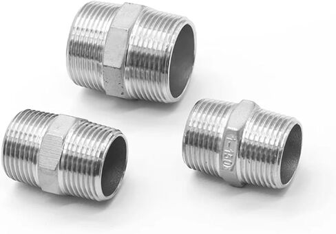 1/8" 1/4" 3/8" 1/2" 3/4" 1" 1.5" 2" 3" 4" Male Hex Nipple 304 Stainless Steel Pipe Fitting Coupler Connector Water(3/8") in Kuwait