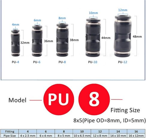 الأبيض هوائي تركيب وصلة أنبوب انبوب ماء دفع في خرطوم 16 مللي متر PU PY PK PE PV SA PZA PLM SA-B(PZA) in Kuwait