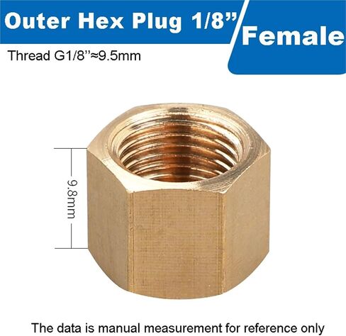 1/8"1/4"3/8"1/2"3/4'' Male&Female Threaded Brass Pipe Hex Head Brass Stopper End Cap Plumbing Fitting Connector (Female 1I8) in Kuwait