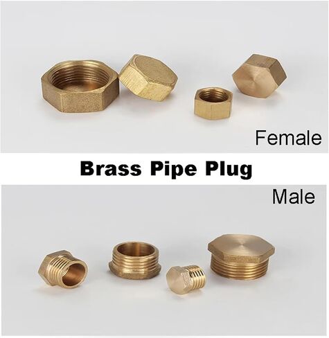 1/8"1/4"3/8"1/2"3/4'' Male&Female Threaded Brass Pipe Hex Head Brass Stopper End Cap Plumbing Fitting Connector (Female 1I8) in Kuwait