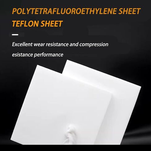 بطانة PTFE، ورقة بولي تترافلوروإيثيلين، ورقة تفلون، ورقة PTFE، 200 × 200 مم، سمك 0.5-12 مم، مناسبة للمشروعات الصناعية والمشروعات اليدوية.,0.5 مم 2 قطعة in Kuwait