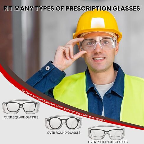 نظارات أمان مضادة للضباب فوق النظارات 6 عبوات، نظارات مختبر مقاومة للخدش والتأثير، نظارات أمان Ansi Z87.1 للرجال والنساء، نظارات أمان شفافة للبناء والمختبرات والمدارس والصناعية in Kuwait