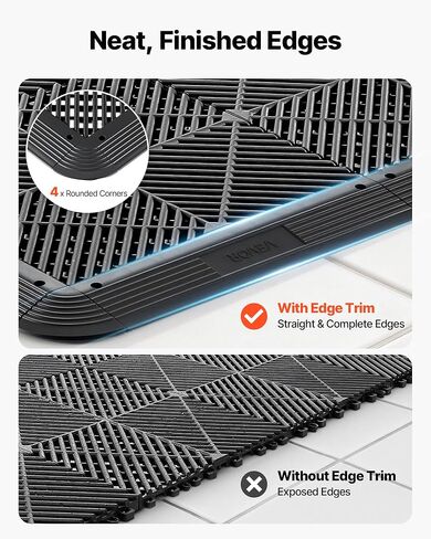 مجموعة VEVOR Transition Edge Kit، 11 قطعة، حواف أرضية المرآب المستقيمة المتينة، مادة PP، سهلة التركيب، متوافقة فقط مع سجادات الصرف VEVOR، أسود، ذكر in Kuwait