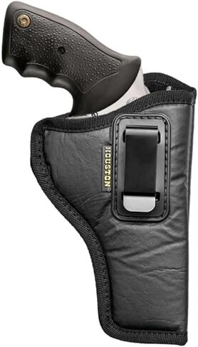 Houston Gun Holsters IWB Revolver Holster - حافظات حمل مخفية للمسدسات، حافظة مسدس يدوية جلدية صديقة للبيئة مع تصميم داخلي من جلد الغزال، يناسب إطارات K، L، M، N، 5 و6 طلقة، برميل من 3.5 بوصة إلى 4.5 بوصة in Kuwait