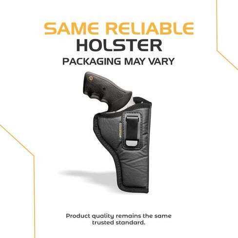 Houston Gun Holsters IWB Revolver Holster - حافظات حمل مخفية للمسدسات، حافظة مسدس يدوية جلدية صديقة للبيئة مع تصميم داخلي من جلد الغزال، يناسب إطارات K، L، M، N، 5 و6 طلقة، برميل من 3.5 بوصة إلى 4.5 بوصة in Kuwait