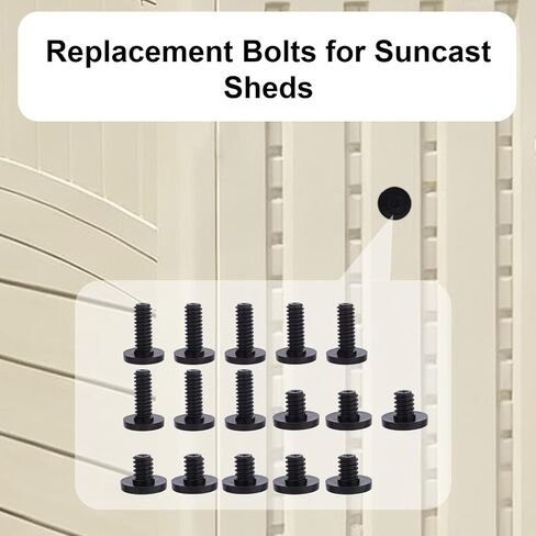 16 قطعة من البراغي المتوافقة مع Suncast، مسامير قصيرة سوداء طويلة تتساقط أجزاء براغي بديلة مع مفتاح ربط سهل التركيب ملحقات سقيفة التخزين لـ Suncast in Kuwait