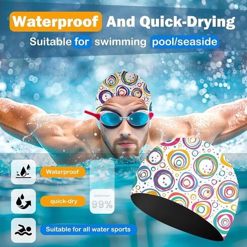 Custom Swim Cap Personalized Silicone Swimming Caps with Photo Logo Text, All-Over Print Waterproof Swimmers Cap for Adults Women Men, High Elasticity Fit for Long Hair in Kuwait