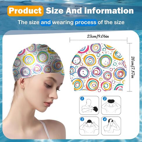 Custom Swim Cap Personalized Silicone Swimming Caps with Photo Logo Text, All-Over Print Waterproof Swimmers Cap for Adults Women Men, High Elasticity Fit for Long Hair in Kuwait