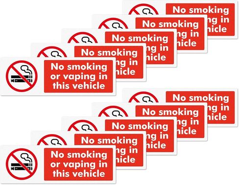 10 Pack No Smoking or Vaping in This Vehicle Sticker 6 × 2 Inches Vinyl Removable Waterproof Self Adhesive Car Decal for Vehicle Window in Kuwait