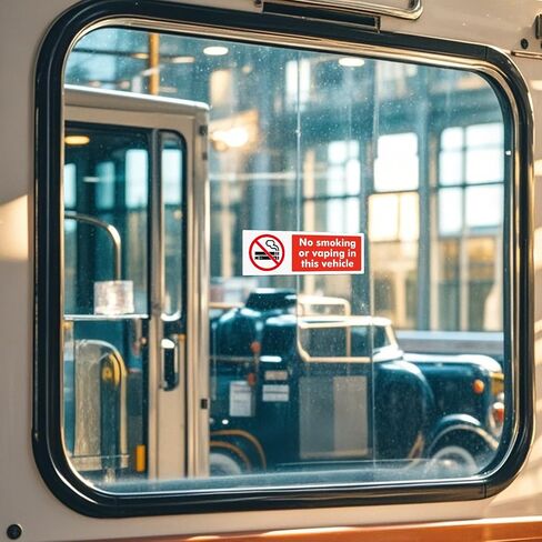 10 Pack No Smoking or Vaping in This Vehicle Sticker 6 × 2 Inches Vinyl Removable Waterproof Self Adhesive Car Decal for Vehicle Window in Kuwait