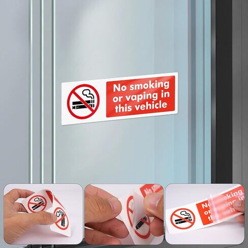 10 Pack No Smoking or Vaping in This Vehicle Sticker 6 × 2 Inches Vinyl Removable Waterproof Self Adhesive Car Decal for Vehicle Window in Kuwait
