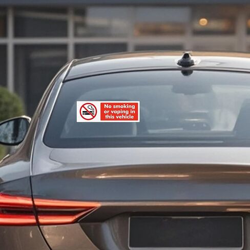 10 Pack No Smoking or Vaping in This Vehicle Sticker 6 × 2 Inches Vinyl Removable Waterproof Self Adhesive Car Decal for Vehicle Window in Kuwait