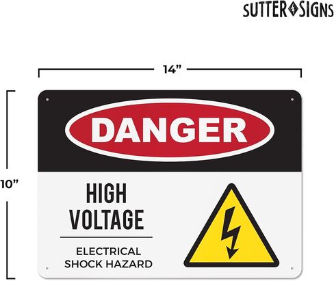 Sutter Signs Danger High Voltage Aluminum Sign - 10x14 Inch Electrical Shock Hazard Warning Sign for Fence & Wall in Kuwait