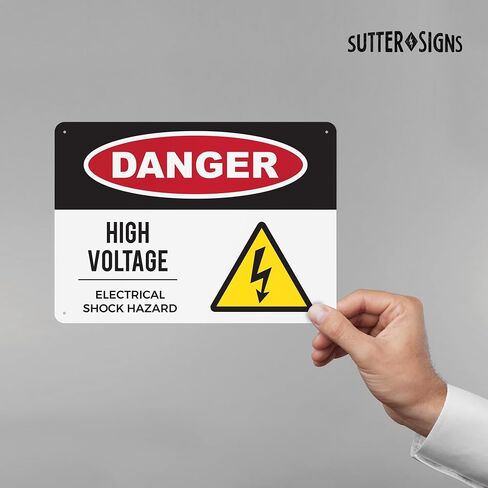 Sutter Signs Danger High Voltage Aluminum Sign - 10x14 Inch Electrical Shock Hazard Warning Sign for Fence & Wall in Kuwait