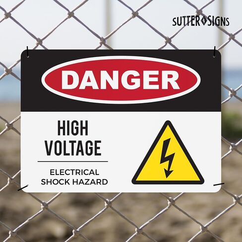 Sutter Signs Danger High Voltage Aluminum Sign - 10x14 Inch Electrical Shock Hazard Warning Sign for Fence & Wall in Kuwait