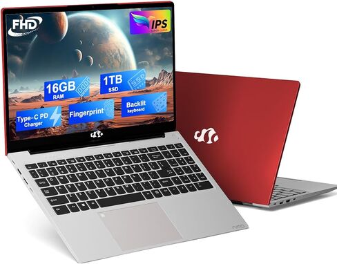 NIMO 15.6 IPS-FHD-Laptop, 16GB RAM 1TB SSD Intel Pentium Quad Core N100, Backlit Keyboard Fingerprint (Beat to i3-1115G4 Up to 3.4GHz) Computer for Student-Home WiFi 6 BT5.2 Win 11 in Saudi Arabia