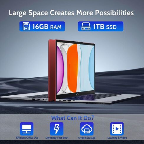 NIMO 15.6 IPS-FHD-Laptop, 16GB RAM 1TB SSD Intel Pentium Quad Core N100, Backlit Keyboard Fingerprint (Beat to i3-1115G4 Up to 3.4GHz) Computer for Student-Home WiFi 6 BT5.2 Win 11 in Saudi Arabia