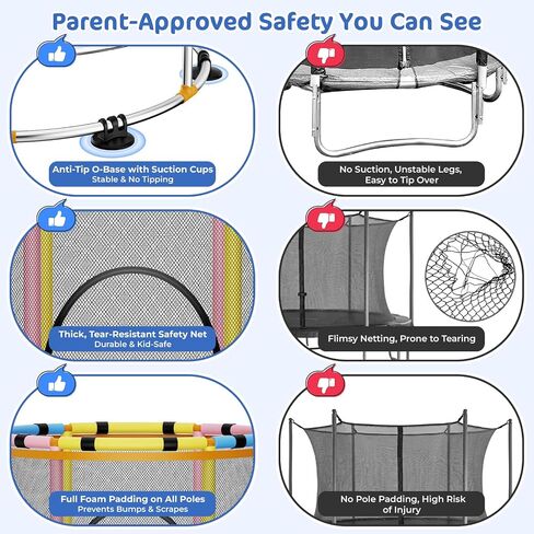 55" Trampoline for Kids with Safety Enclosure Net, 440LBS Indoor & Outdoor Toddler Trampoline with Adjustable Gymnastics Bar,Basketball & Toys, Gift for Boys Girls in Kuwait