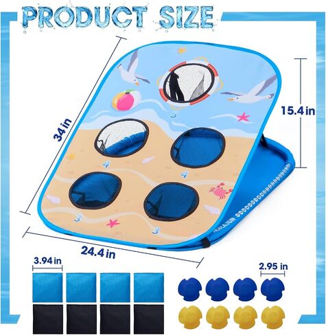 Pool Cornhole Board Set, Corn Hole Games Floating for Adults, 3ft x 2ft Cornhole Set Game Water and Land Dual-Use, Swimming Pool Toys for Family, Portable Beach/Lawn/Lake Toys in Kuwait