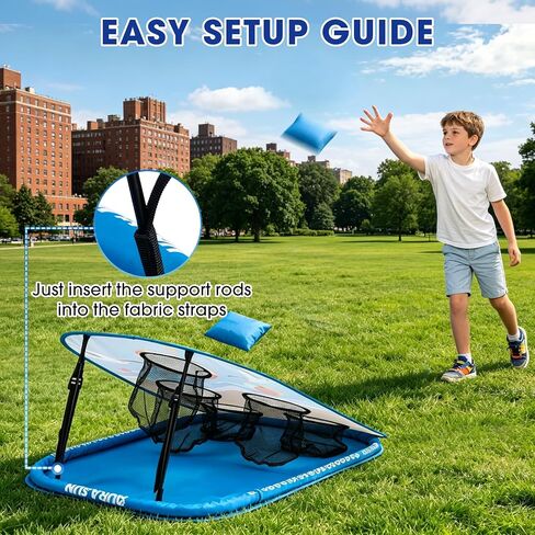 Pool Cornhole Board Set, Corn Hole Games Floating for Adults, 3ft x 2ft Cornhole Set Game Water and Land Dual-Use, Swimming Pool Toys for Family, Portable Beach/Lawn/Lake Toys in Kuwait