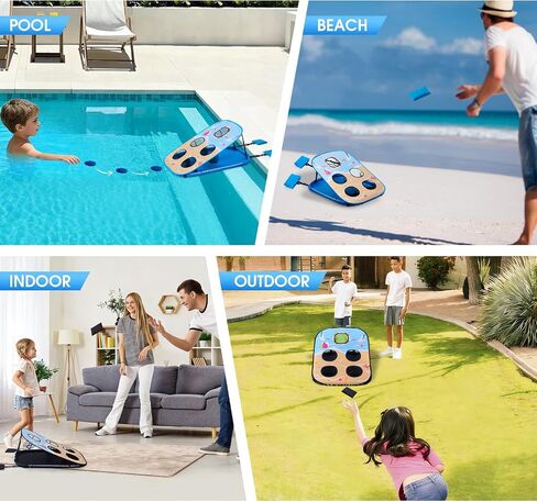 Pool Cornhole Board Set, Corn Hole Games Floating for Adults, 3ft x 2ft Cornhole Set Game Water and Land Dual-Use, Swimming Pool Toys for Family, Portable Beach/Lawn/Lake Toys in Kuwait