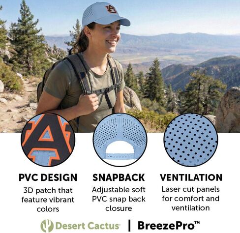 Desert Cactus Auburn Tigers Snapback Hat - AU BreezePro Performance Baseball Cap with Adjustable Strap College Fan Gear - BP1 in Kuwait