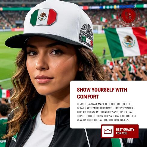 قبعات Ferreti FT159 المكسيك قبعة بيسبول للرجال والنساء - Gorra de Mexico Premium قابلة للتعديل، Gorras para Hombre Originales - قبعة بيسبول بيضاء in Kuwait