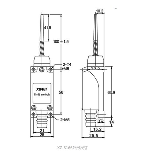 Generic XZ-8/166 NO+NC Micro Limit Switch SPDT Thermoplastic End Flexible Rod Type IP65 Switches and accessories in Kuwait