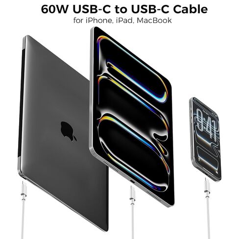 كابل USB C إلى USB C 3FT 60W، شاحن Apple MFi معتمد من النوع C سلك شحن سريع منسوج لهاتف iPhone 17 16 15 Pro Max Plus، iPad A16/10th Gen، iPad Pro 13/12.9/11 بوصة، iPad Air، MacBook Neo/Air in Kuwait