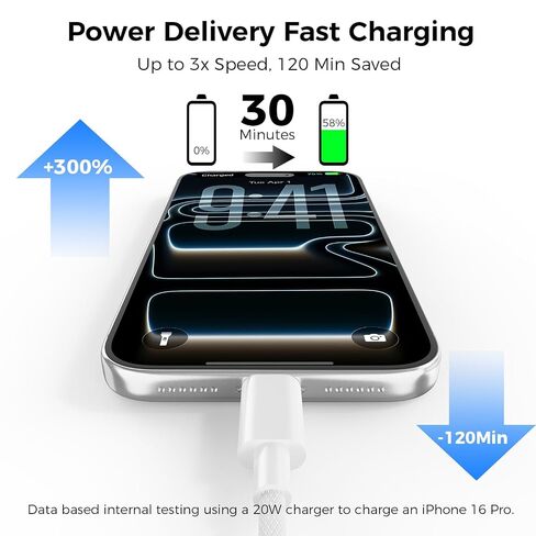 كابل USB C إلى USB C 3FT 60W، شاحن Apple MFi معتمد من النوع C سلك شحن سريع منسوج لهاتف iPhone 17 16 15 Pro Max Plus، iPad A16/10th Gen، iPad Pro 13/12.9/11 بوصة، iPad Air، MacBook Neo/Air in Kuwait