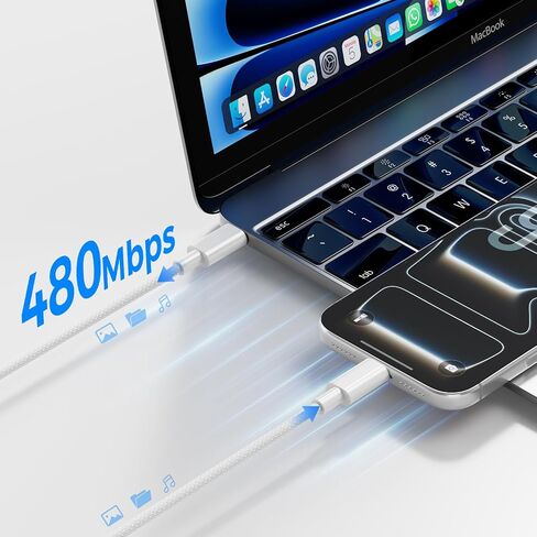 كابل USB C إلى USB C 3FT 60W، شاحن Apple MFi معتمد من النوع C سلك شحن سريع منسوج لهاتف iPhone 17 16 15 Pro Max Plus، iPad A16/10th Gen، iPad Pro 13/12.9/11 بوصة، iPad Air، MacBook Neo/Air in Kuwait