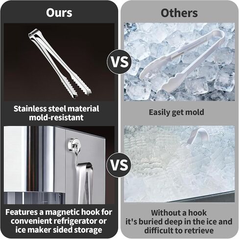 Stainless Steel Ice Tongs for Jumbo Ice Balls and King Cubes with Magnetic Hook -8.5 inch Ice Tongs for Whiskey, Kitchen, Bar Use, Design for Ice Bucket, Fridge, for Opal 2.0 Maker in Kuwait