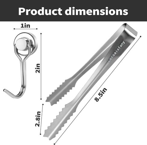 Stainless Steel Ice Tongs for Jumbo Ice Balls and King Cubes with Magnetic Hook -8.5 inch Ice Tongs for Whiskey, Kitchen, Bar Use, Design for Ice Bucket, Fridge, for Opal 2.0 Maker in Kuwait