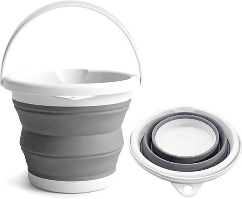 Collapsible Bucket 5L, Foldable Silicone Water Pail with Handle, Portable Space Saving Bucket for Cleaning, Camping, Car Wash, Fishing, Travel, Durable Lightweight Utility Container in Kuwait