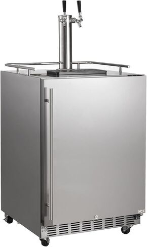 HCK Kegerator 24 بوصة، 2 في 1 في الهواء الطلق Kegerator Undercounter، 2 صنابير مشروع البيرة موزع، الملحقات الكاملة، الفولاذ المقاوم للصدأ، Kegerator البيرة كاملة الحجم لشريط المنزل، الفناء، المطبخ في الهواء الطلق in Kuwait