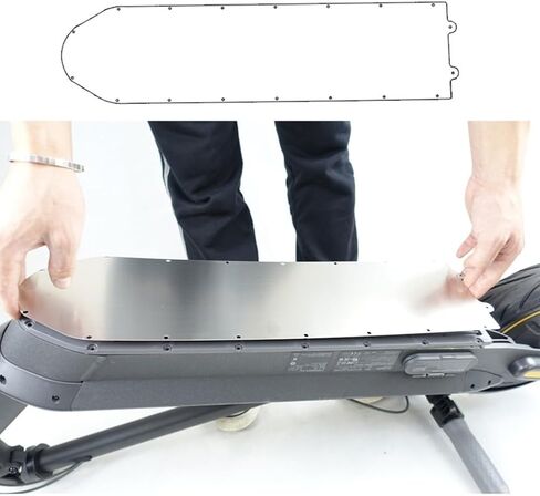 Stainless Steel Battery Bottom Cover for Ninebot Max G30 Electric Scooter with Protective Ring, Waterproof Chassis Guard Replacement Part, Silver(B) in Saudi Arabia